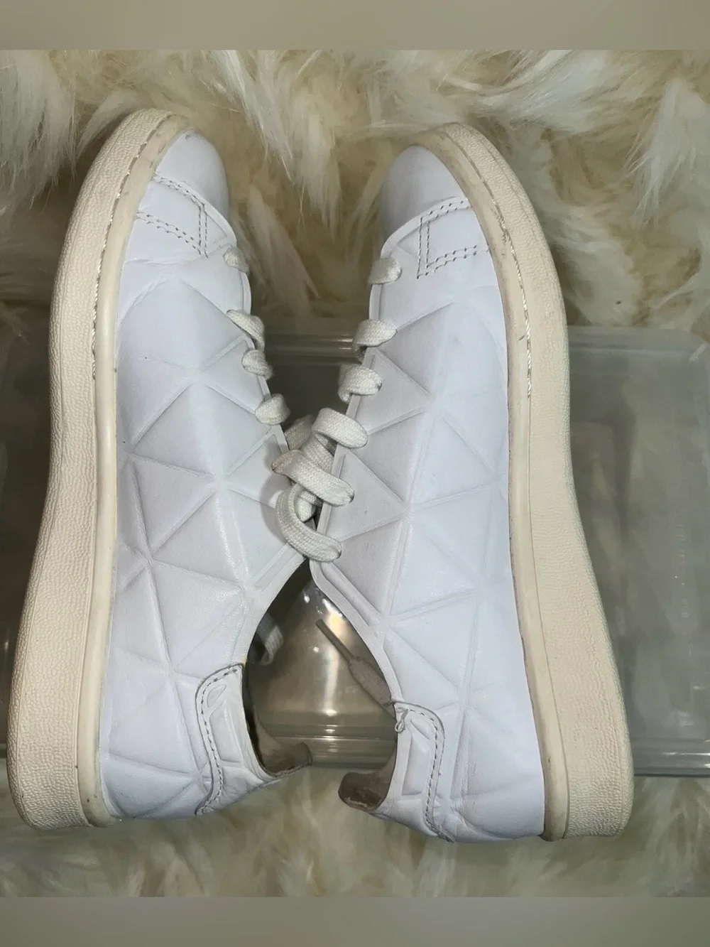 adidas Stan Smith Polygone Triple White Leather Sneakers Men’s Size 5/Women’s 7
